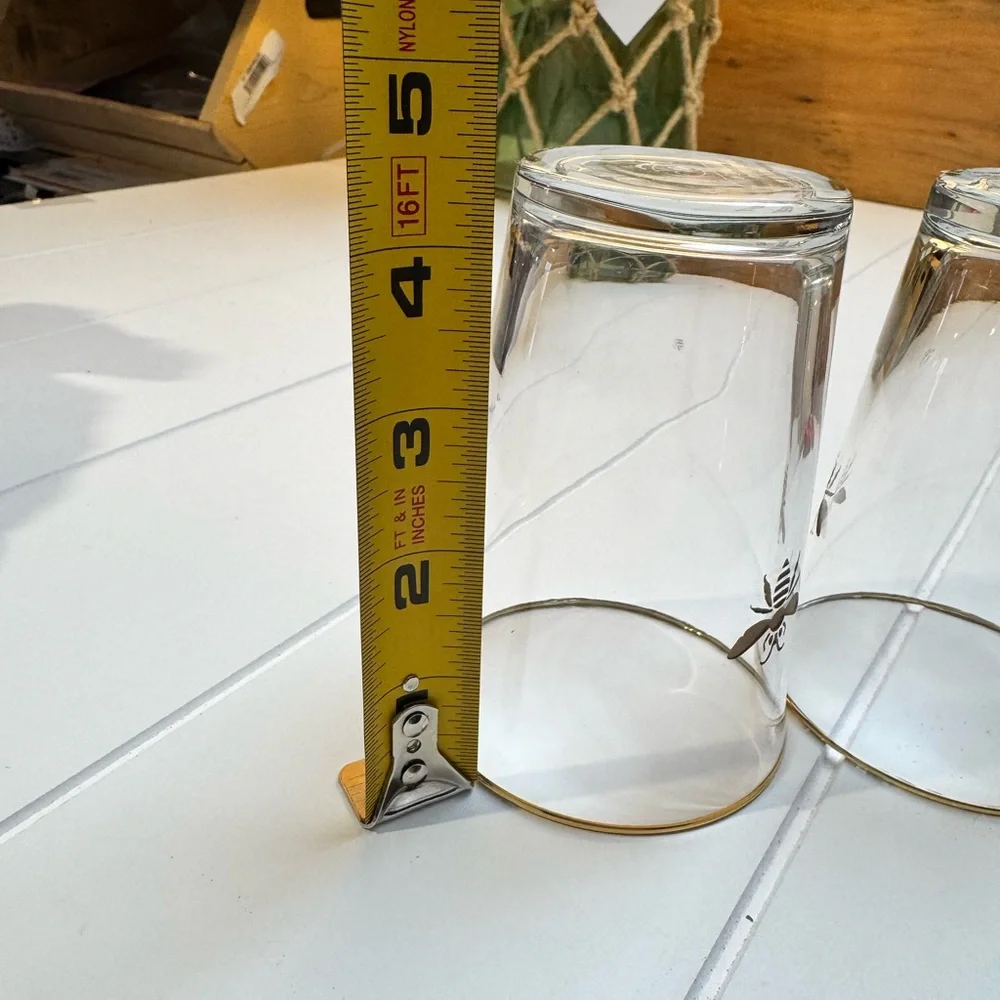 LIKE NEW 10 Oz Glassware Tumbler Honeycomb- WILLIAMS-SONOMA Bee Design-set of 2